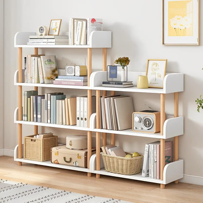3-Tier Wooden Bookcase – Modern Display Shelf with Solid Wood Frame, Warm White