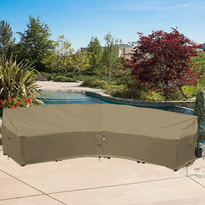 Curved Patio Furniture Cover, Waterproof 600D Sectional Sofa Protector, 190"(128") Half-Moon Outdoor Couch Cover
