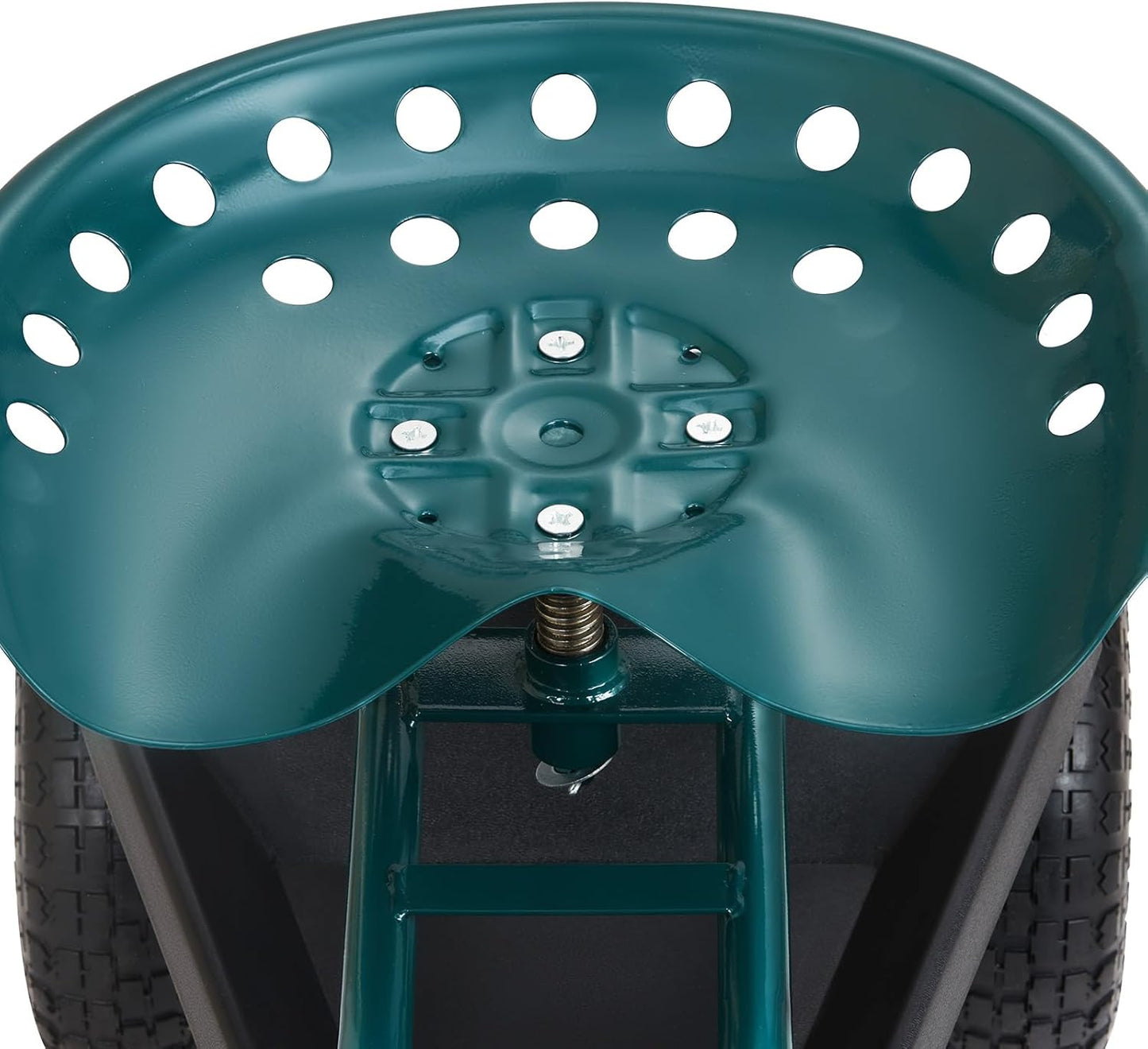 Rolling Garden Cart with Swivel Seat, Wheels & Tool Tray – Green