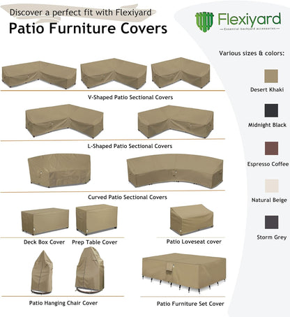 Curved Patio Furniture Cover, Waterproof 600D Sectional Sofa Protector, 190"(128") Half-Moon Outdoor Couch Cover