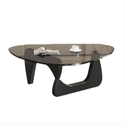 Modern Glass Coffee Table – Abstract Round Tea Table for Living Room, Black-Gray, 32.6
