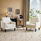 Modern Beige Accent Chair  Upholstered Armchair with Scooped Arms for Living Room, Bedroom or Office