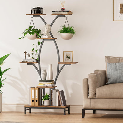 7-Tier Indoor Plant Stand with Grow Lights – Metal Corner Shelf, 63" X-Shaped Rack for Multiple Plants, Ideal for Home, Living Room, Office & Patio Decor