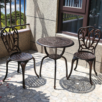 3-Piece Outdoor Bistro Set – Anti-Rust Cast Aluminum Patio Table and Chairs