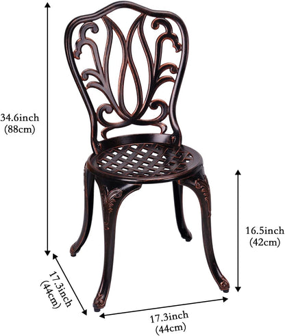 3-Piece Outdoor Bistro Set – Anti-Rust Cast Aluminum Patio Table and Chairs
