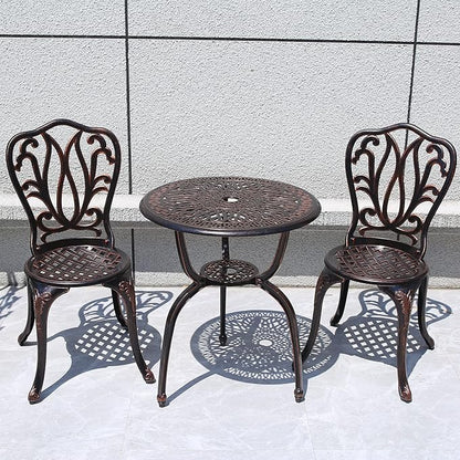 3-Piece Outdoor Bistro Set – Anti-Rust Cast Aluminum Patio Table and Chairs